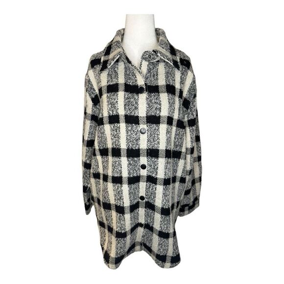 NEW Steve Madden Women’s XL Eldridge Shirt Jacket Shacket in Black Multi NWT - Picture 1 of 8